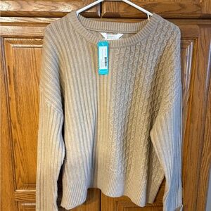 Women's Camel Double Texture Sweater